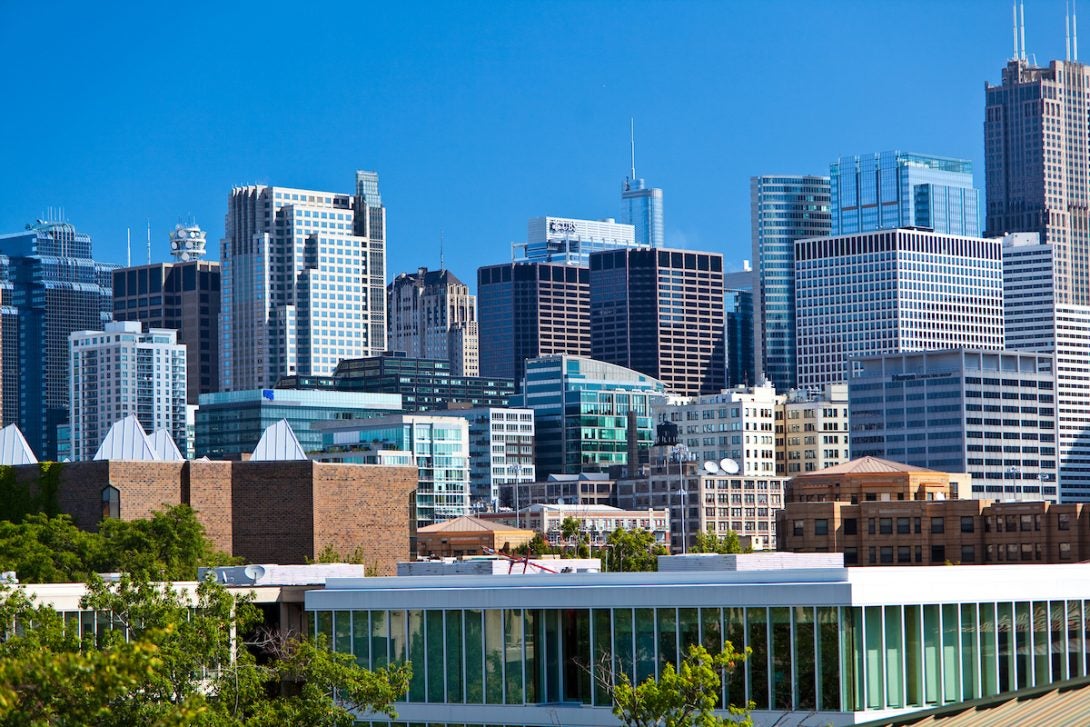 view of downtown Chicago from campus