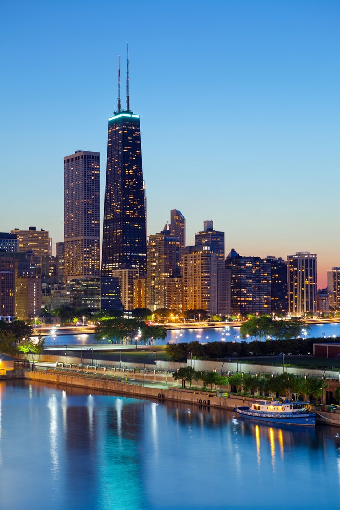 Chicago skyline at night