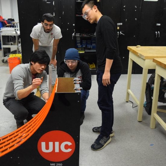 UIC MIE faculty member with augmented reality equipment