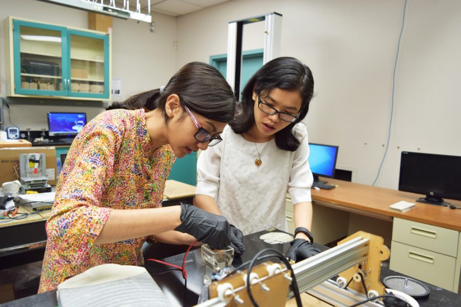 Student and professor working together in a lab