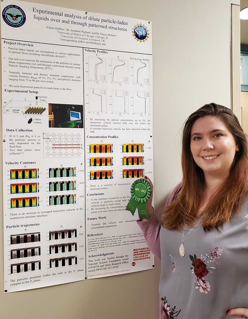Eileen Haffner, a PhD candidate in mechanical and industrial engineering at the University of Illinois Chicago