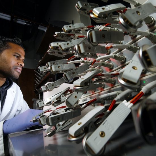 A student in Reza Shahbazian-Yassar's lab