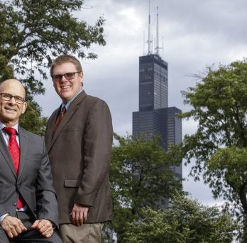 Professors Ken Brezinsky (left) and Patrick Lynch of UIC's Department of Mechanical and Industrial Engineering. 