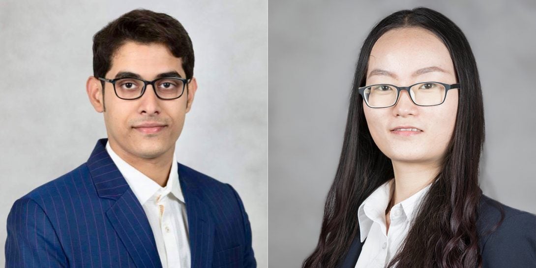 Rukmava Chatterjee and Kailin Chen, both PhD candidates in MIE, recently received awards for their research.