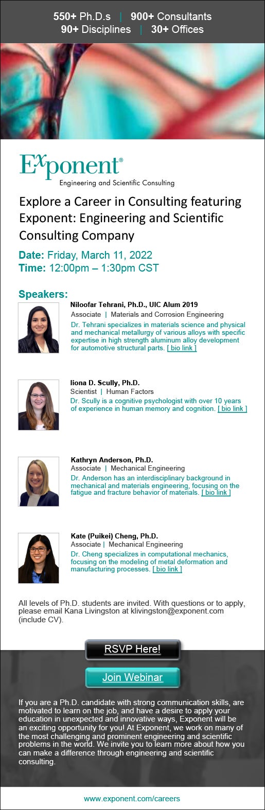 Explore a Career in Consulting featuring Exponent: Engineering and Scientific Consulting Company