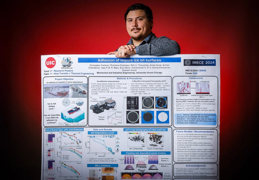 UIC PHD student Chris Carducci wins Best Poster Award at ASME conference for ice adhesion research.JPG